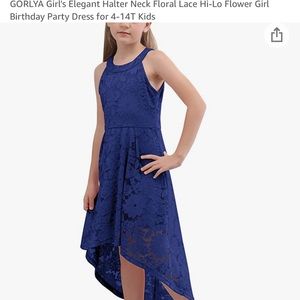 Gorlya Girls Elegant Halter Dress Floral Lace Dreds